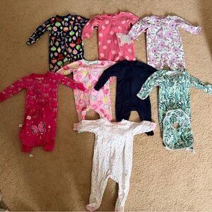 Mixed brand footie pajamas